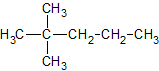 2,2-Dimethylpentan – Halbstrukturformel mit Bezeichnung