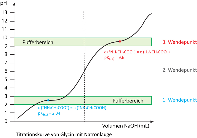 Titrationskurve von Glycin